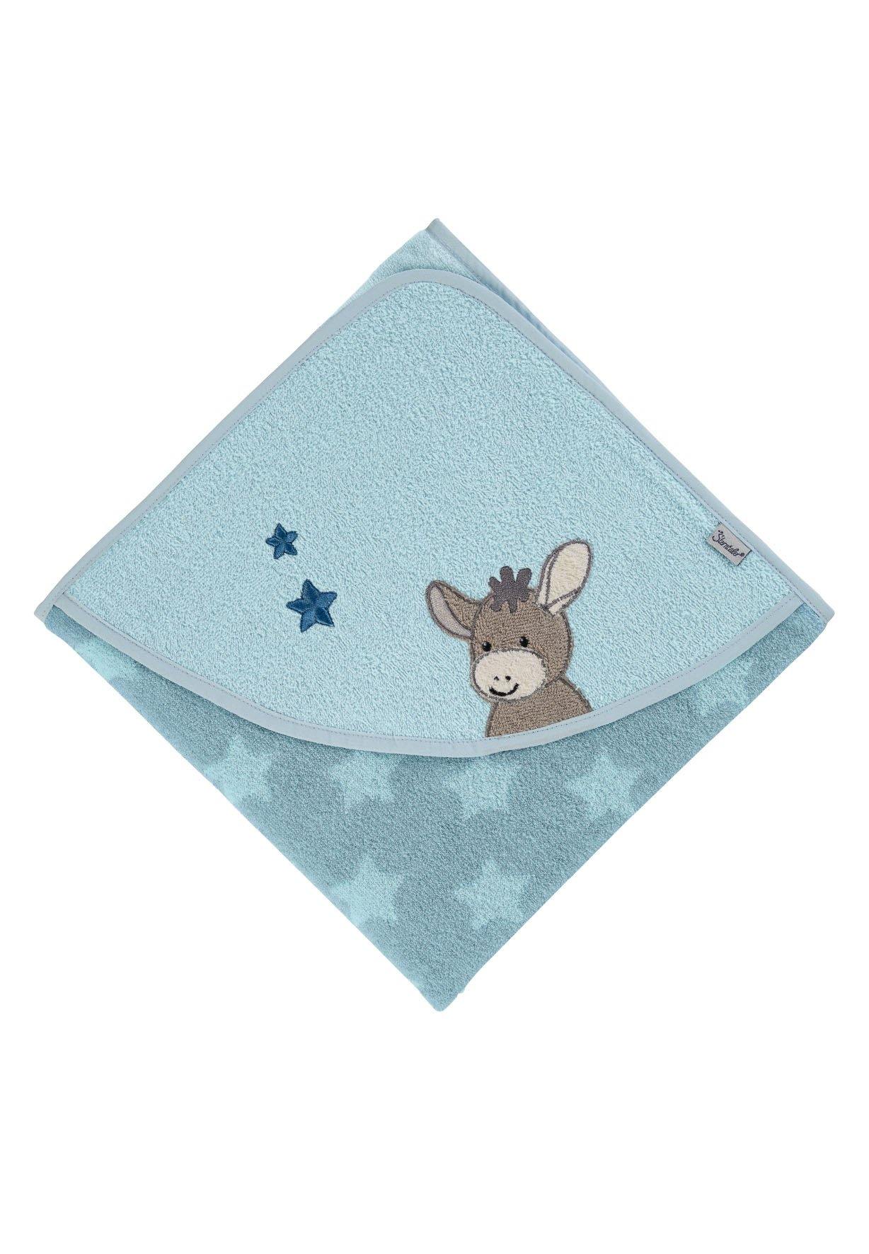 Badetuch100x100 Esel Emmi, Mittelblau mit Sternen