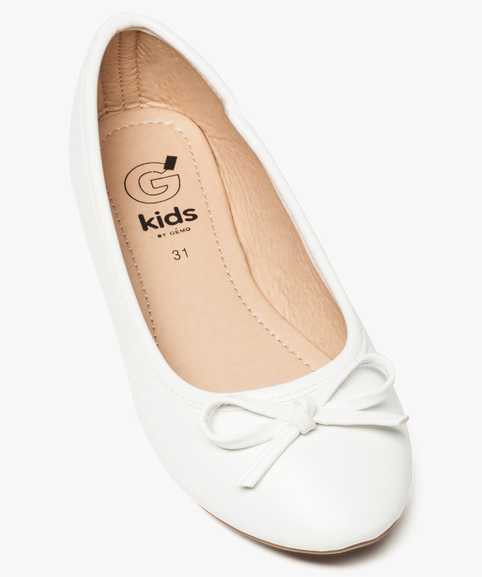 Ballerines fille unies à n?ud décoratif blanc | GEMO