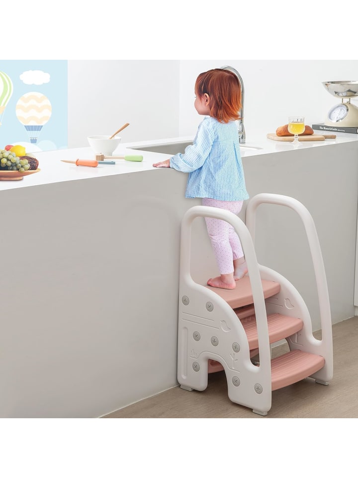 COSTWAY 3 stufig Tritthocker ab 1 Jahre in Rosa günstig kaufen 42 x 42 cm