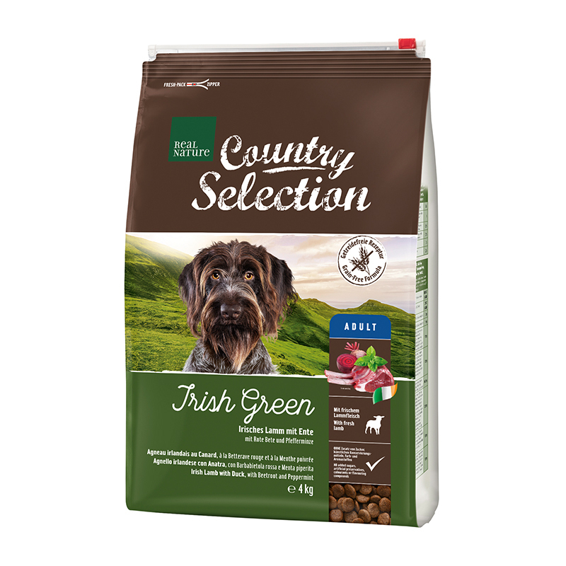 REAL NATURE Hundetrockenfutter REAL NATURE Country Selection Adult Irish Green Irisches Lamm mit Ente 4 kg