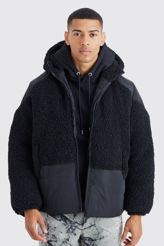 Steppjacke aus Borg & Nylon Mischung