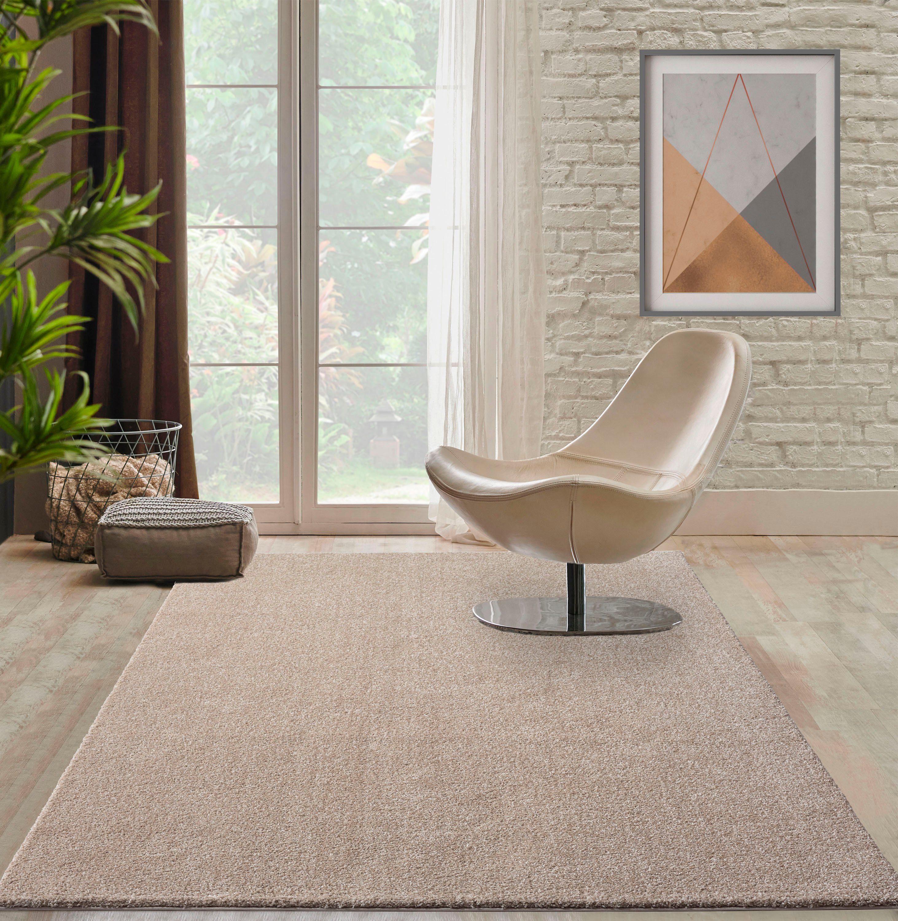 Hochflor-Teppich Forest 340, merinos, rechteckig, Höhe: 25 mm, Shaggy, uni meliert, sehr dicht und weich, Wohnzimmer