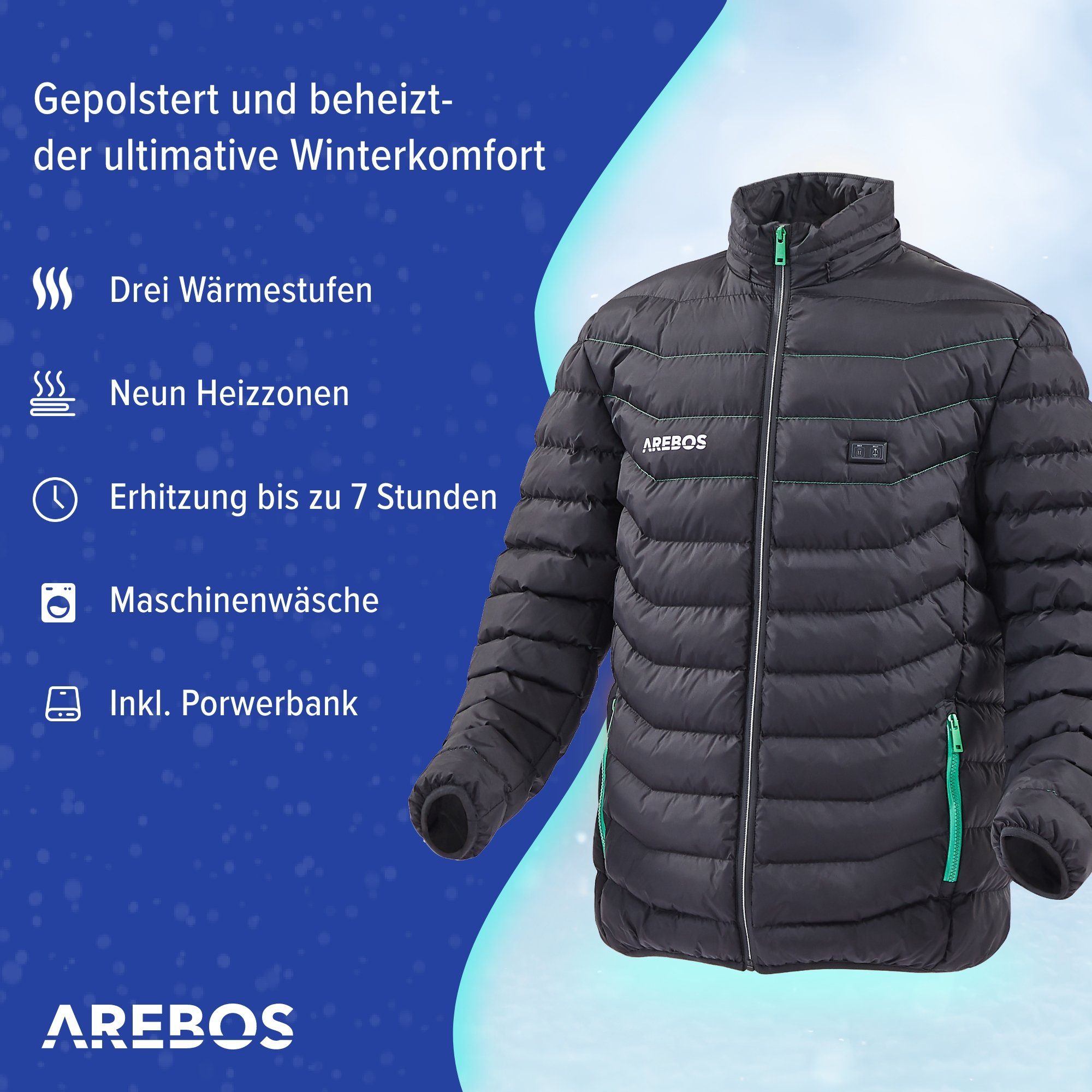 Arebos Arbeitsjacke Akku-Thermojacke Winterjacke Outdoor Jacke beheizbar Unisex (Stück)