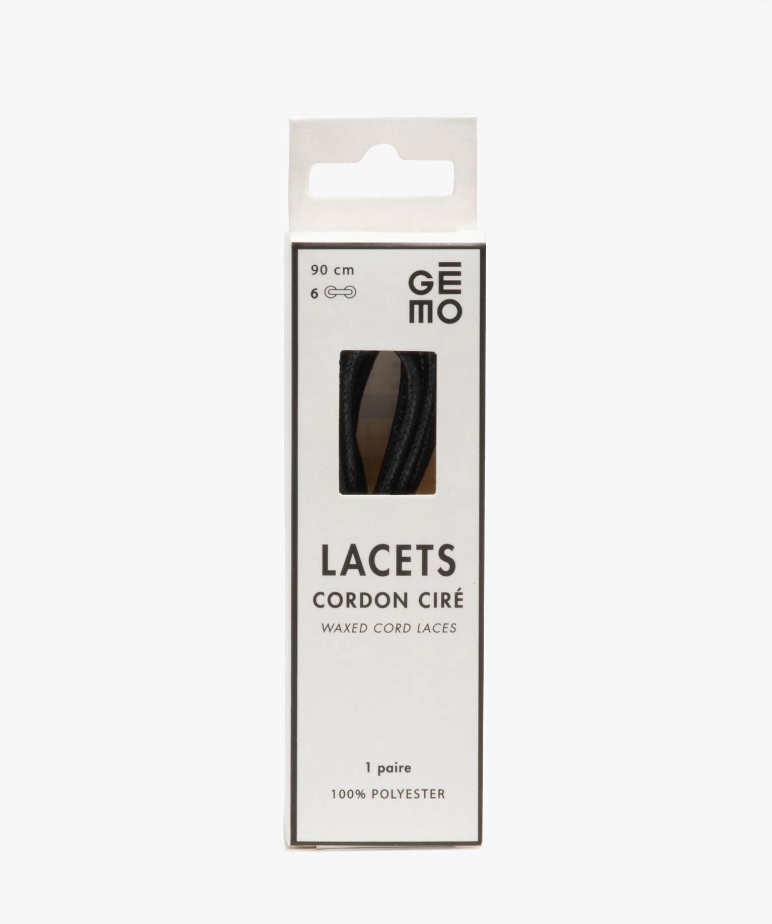 Lacets ronds en coton ciré uni 90 cm (lot de 2) noir | GEMO