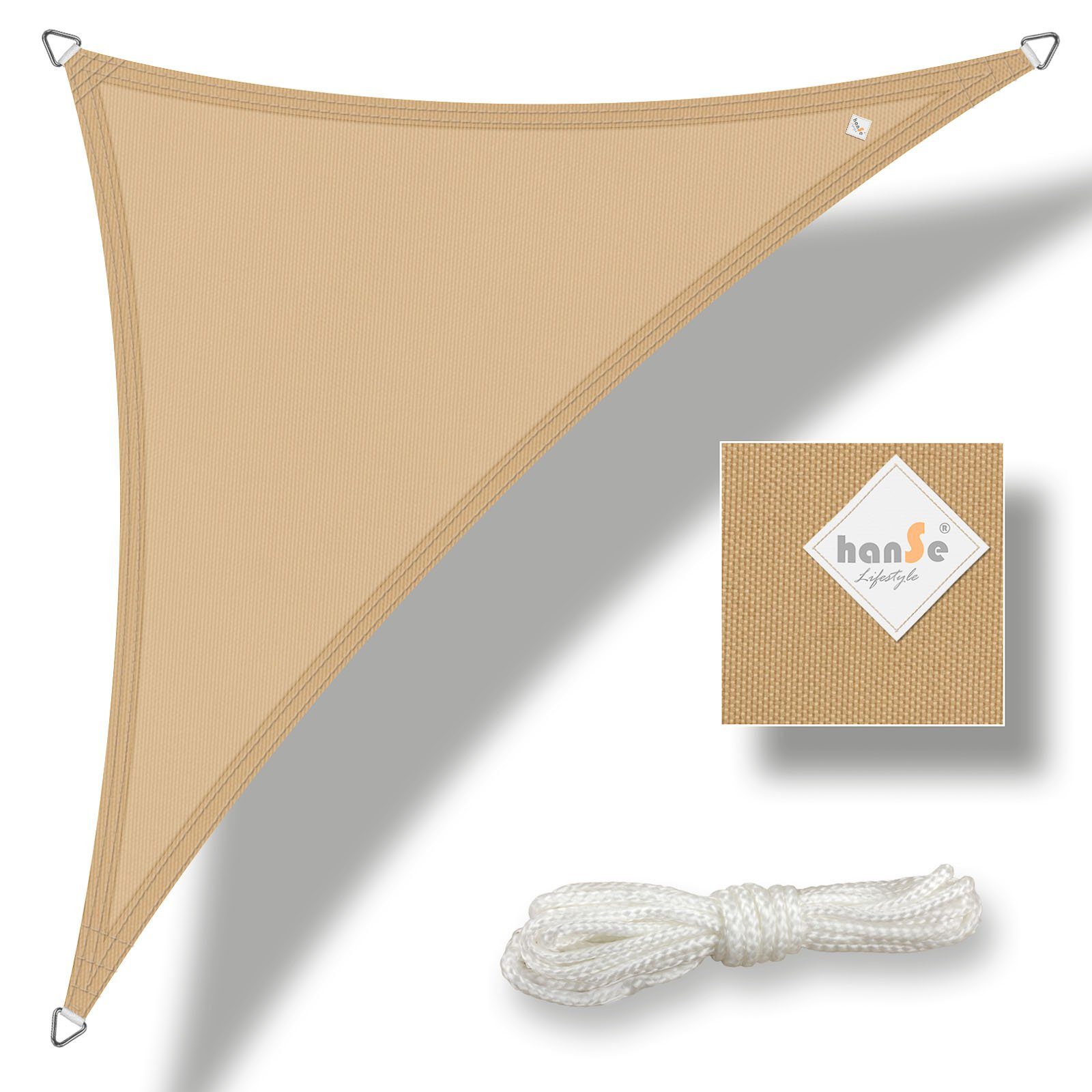 hanSe® Sonnensegel hanSe® Sonnensegel 100% Polyester PES Sonnenschutz Marken-Sonnensegel, (1-tlg), 3x4x4m