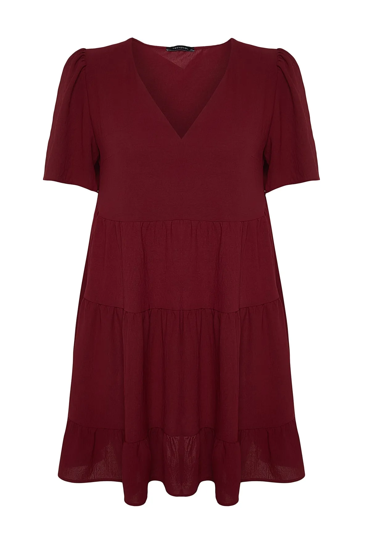 Trendyol Curve  Pflaumenfarbenes gewebtes Volantkleid TBBSS22EL1597