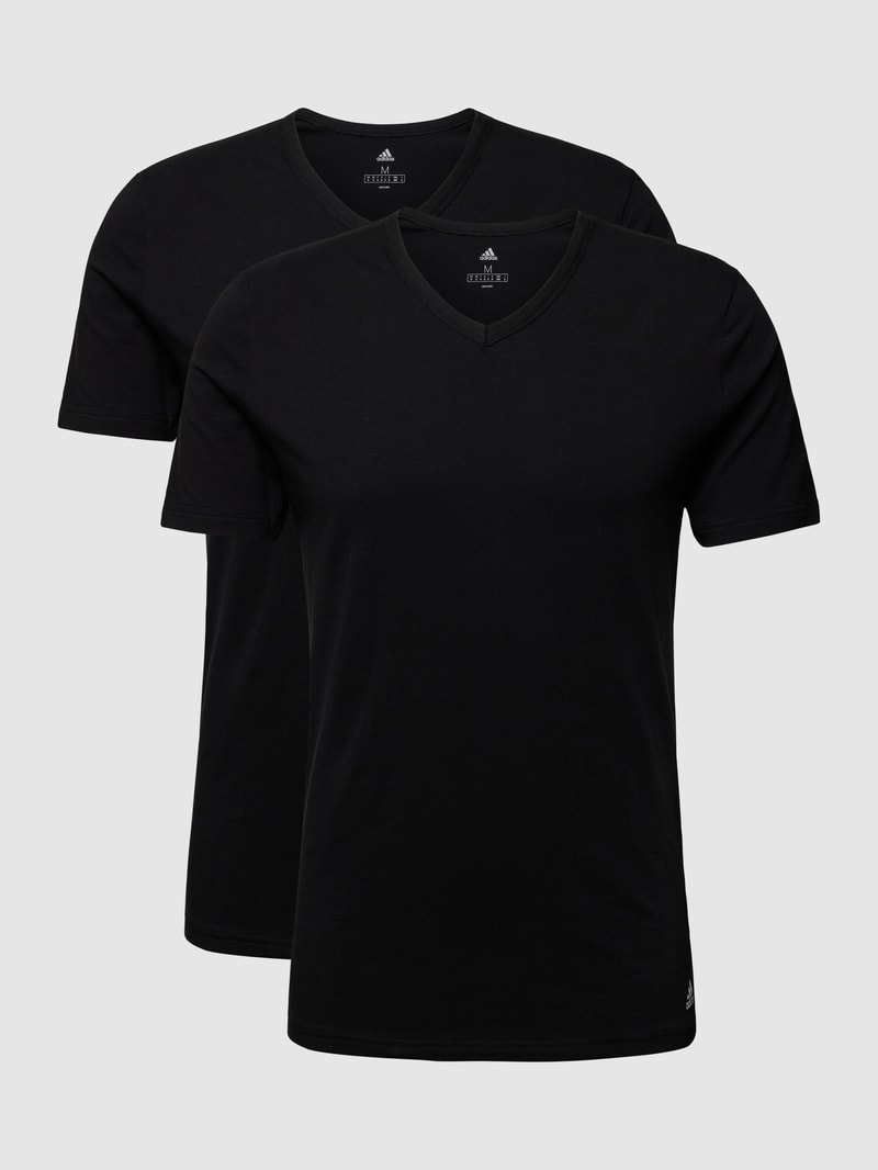 T-Shirt mit Label-Print im 2er-Pack in schwarz