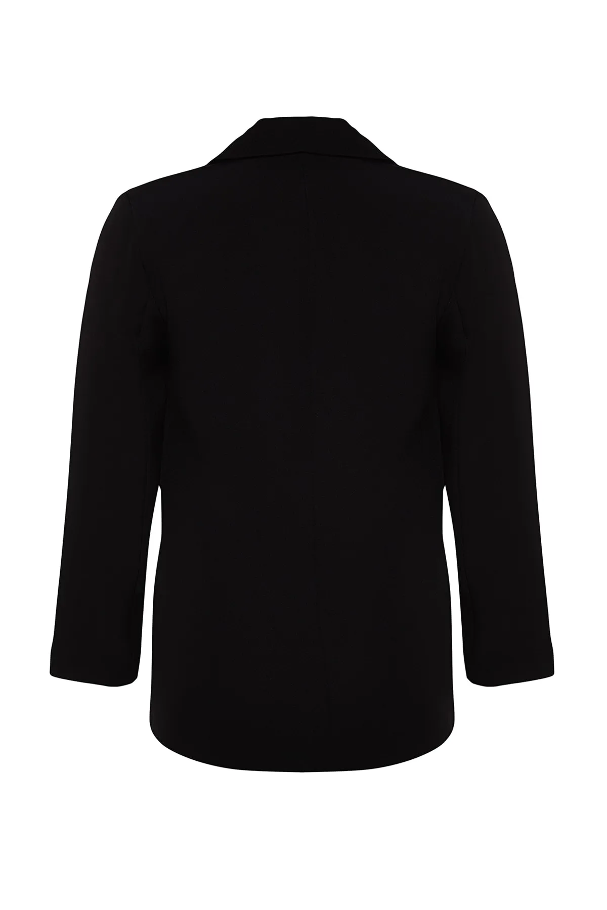 Trendyol Curve  Schwarze gewebte Blazerjacke mit Leopardenfutter TBBSS22CE0195