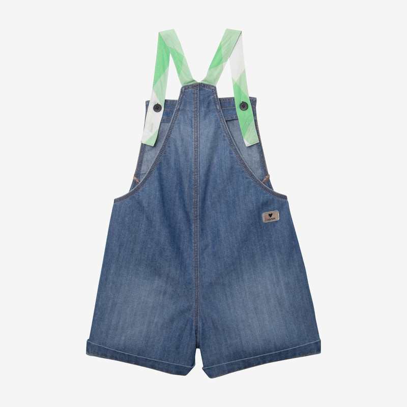 Salopette courte fille en jean bleue Catimini