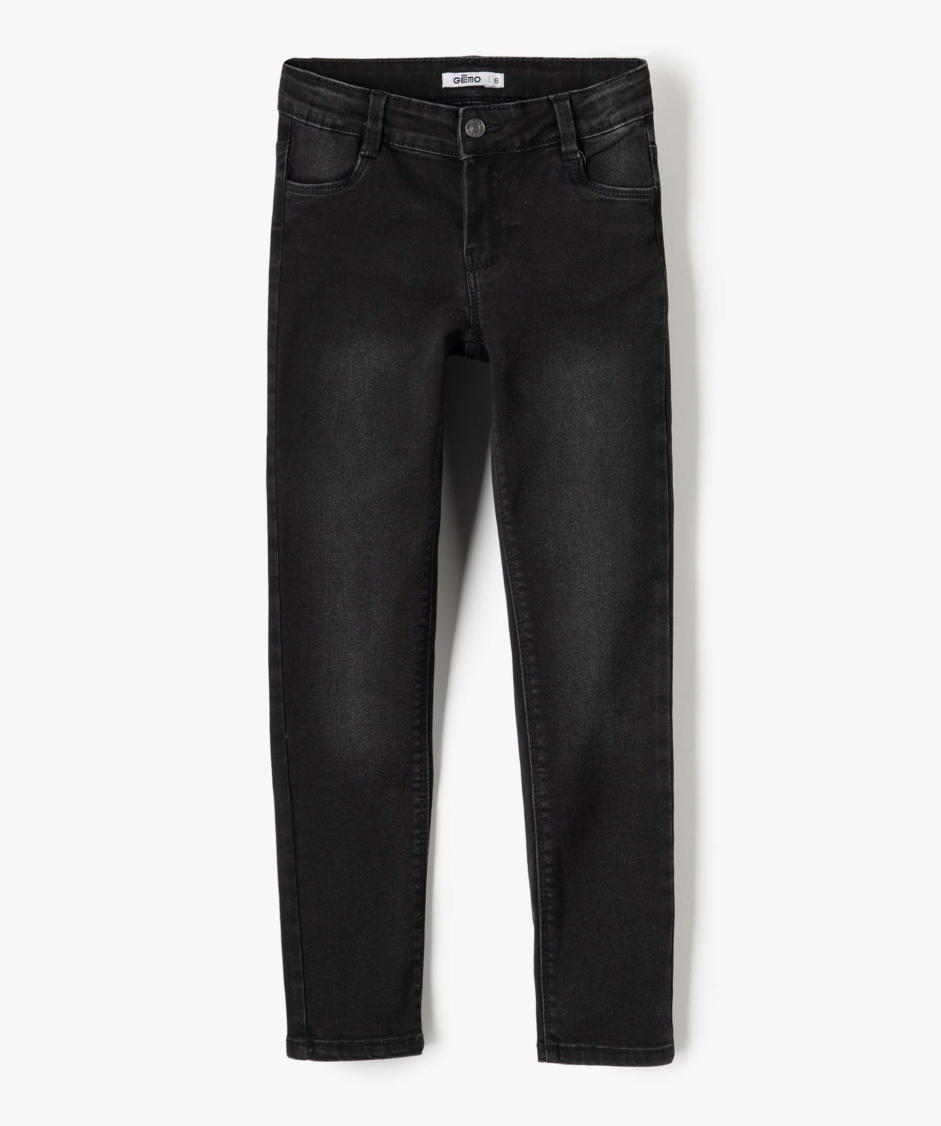 Jean fille coupe Slim taille+large en matière extensible noir | GEMO
