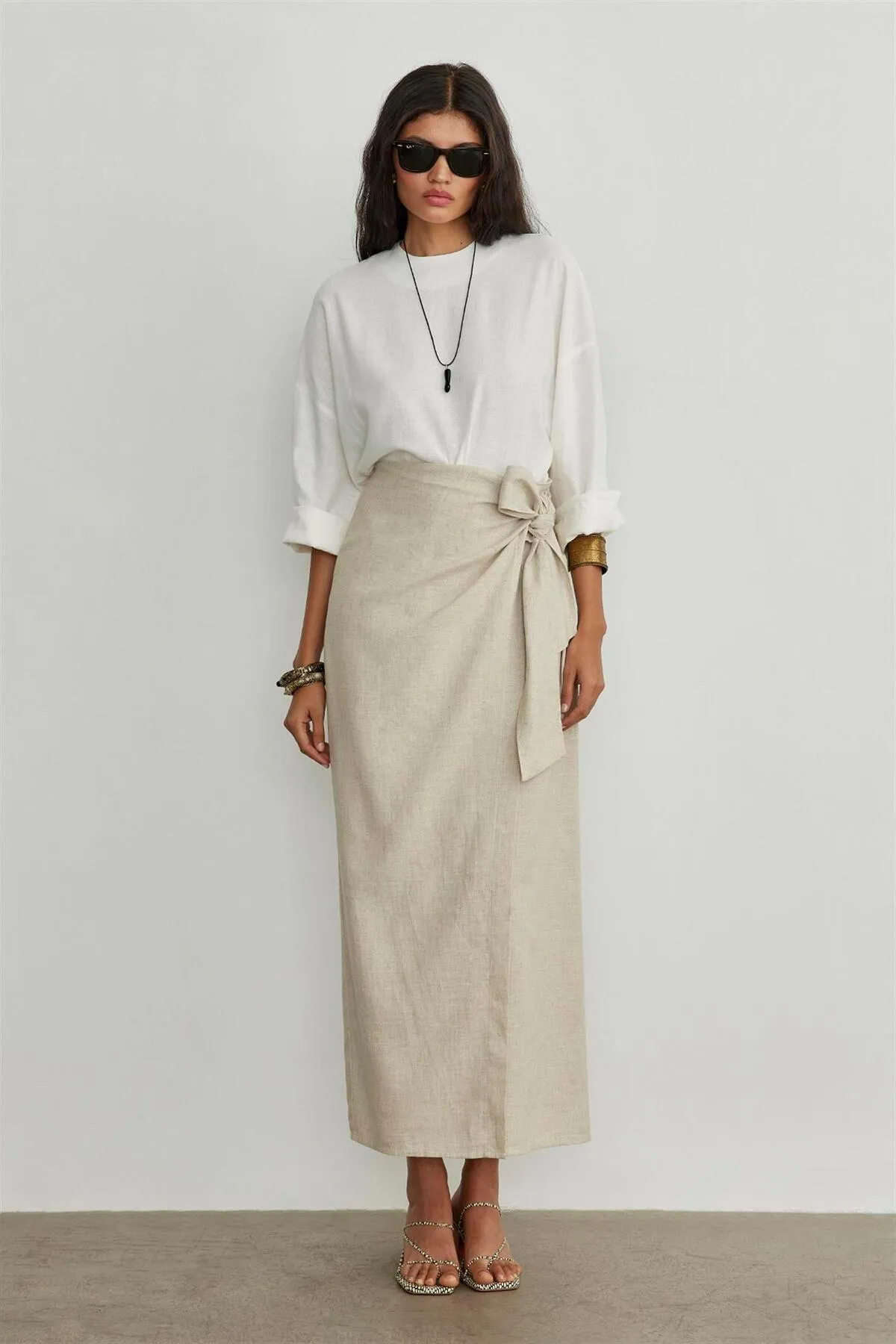 Suud Collection  Wickelrock aus Leinen „Noli“ in Natur