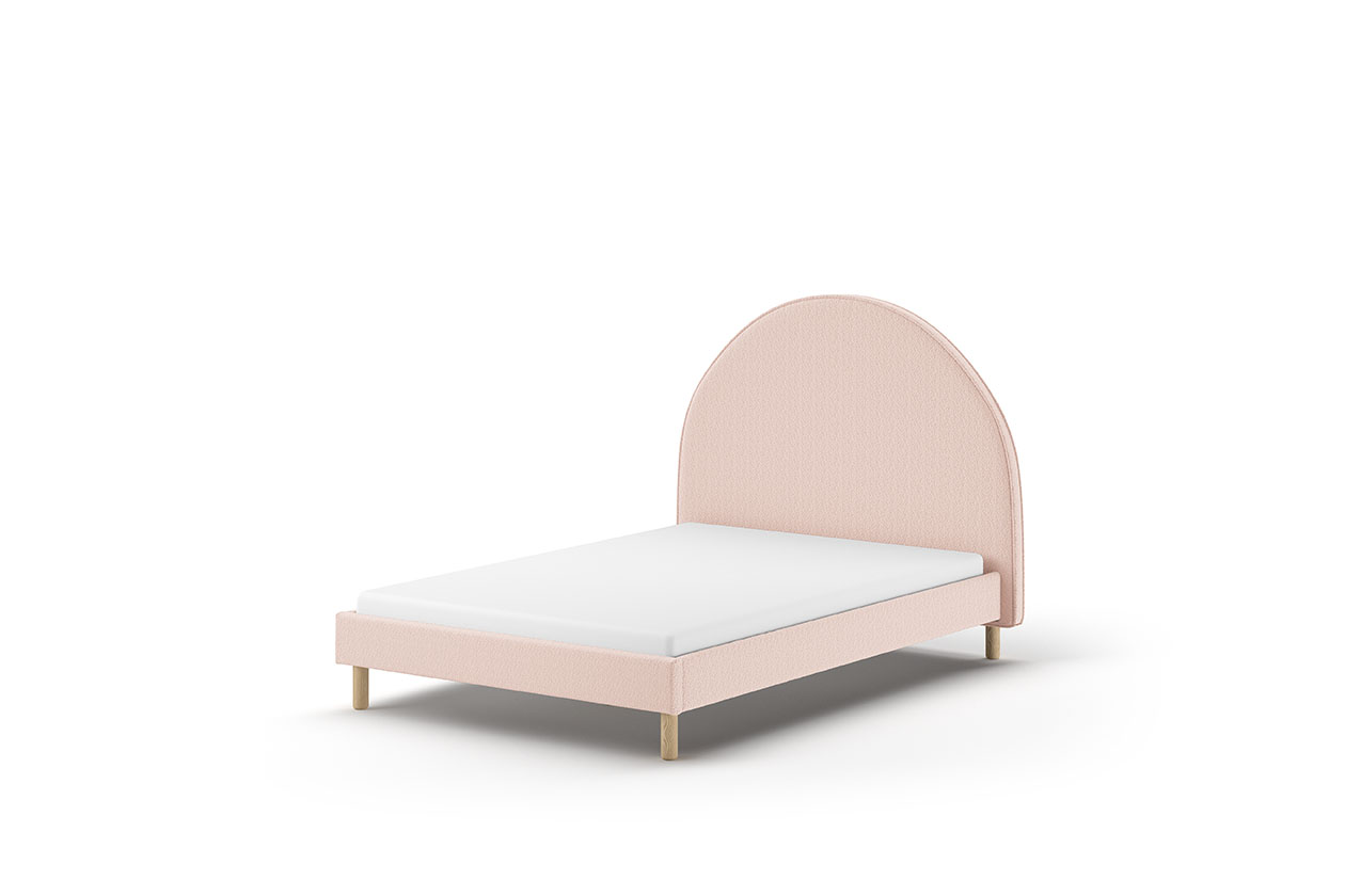 VIPACK Polsterbett MOON mit Liegefläche 140 x 200 cm, inkl Lattenrost, Bezug trendiger Boucle Stoff in Rosa