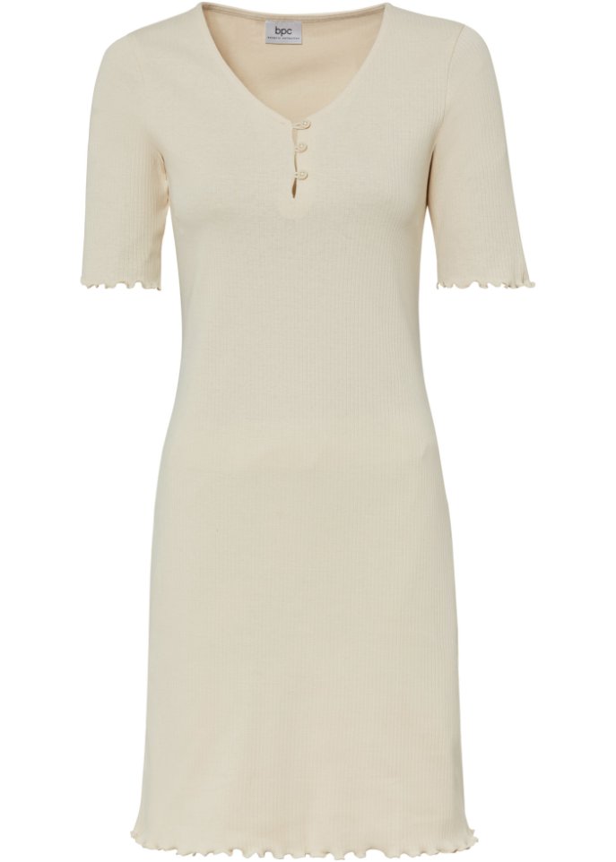 Ripp-Kleid mit Knopfleiste