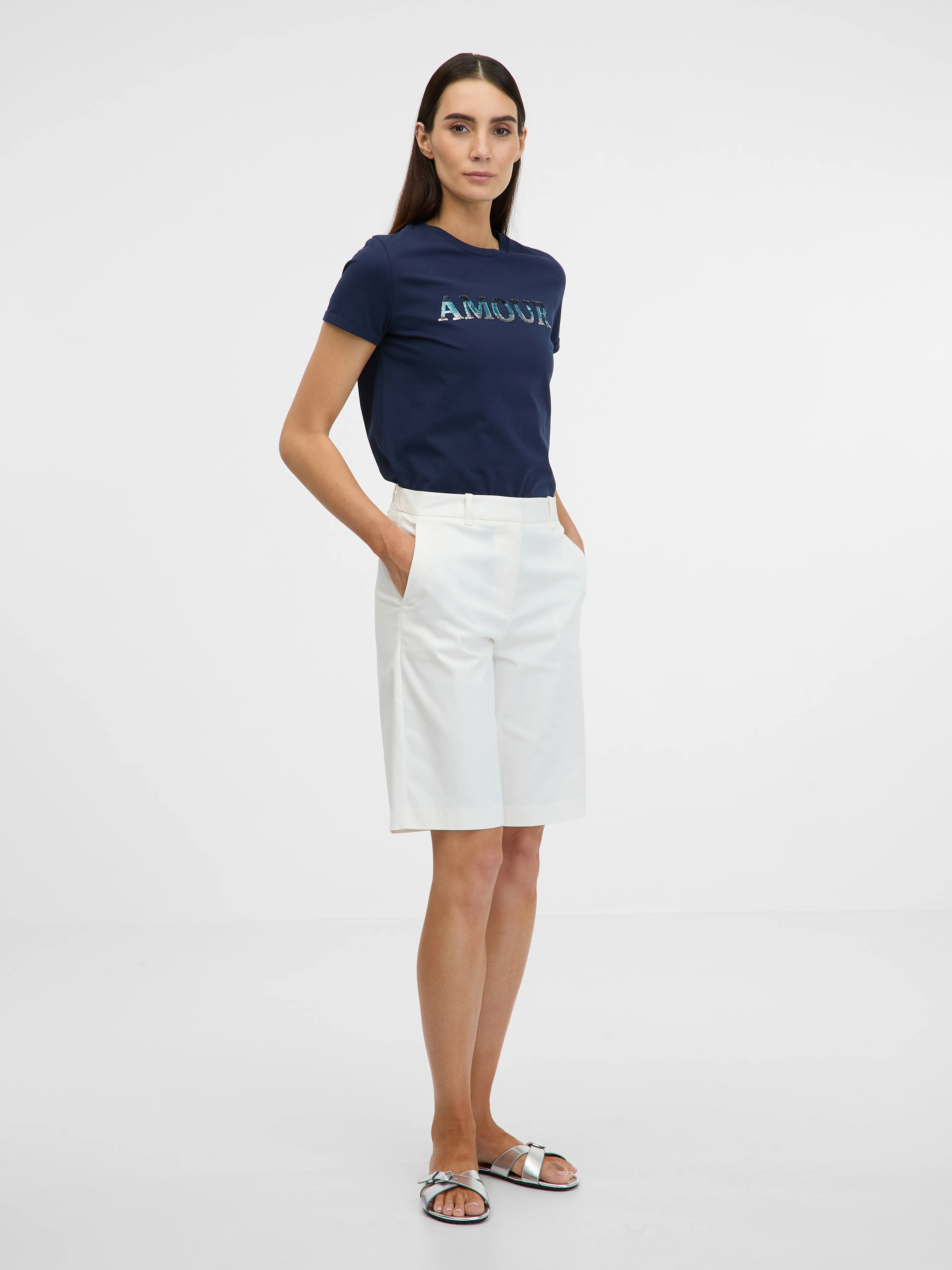 Blaues Damen-Kurzarm-T-Shirt ORSAY