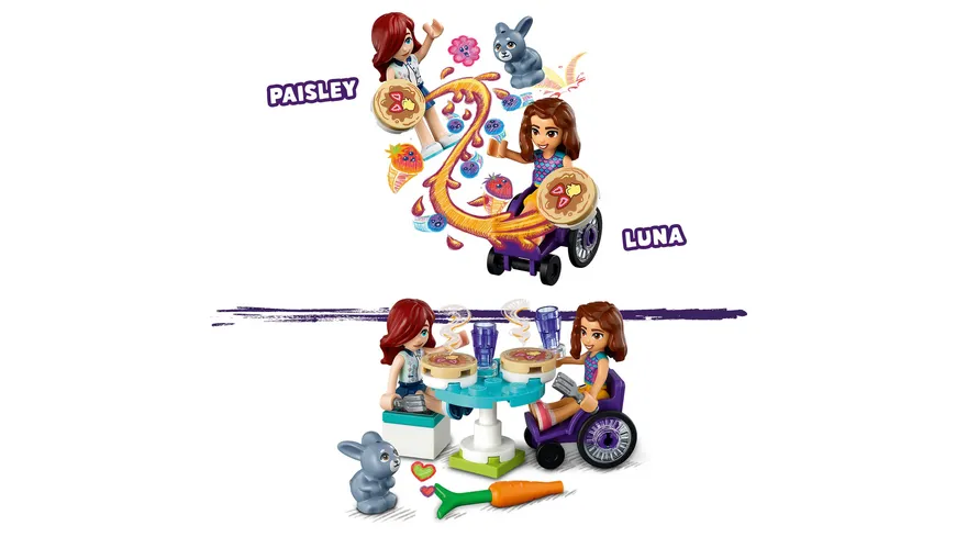 LEGO Friends 41753 Pfannkuchen-Shop, Spielzeug-Set mit Hasenfigur