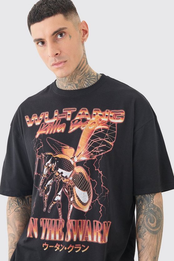 Tall Oversize T-Shirt mit lizenziertem Wu Tang Print