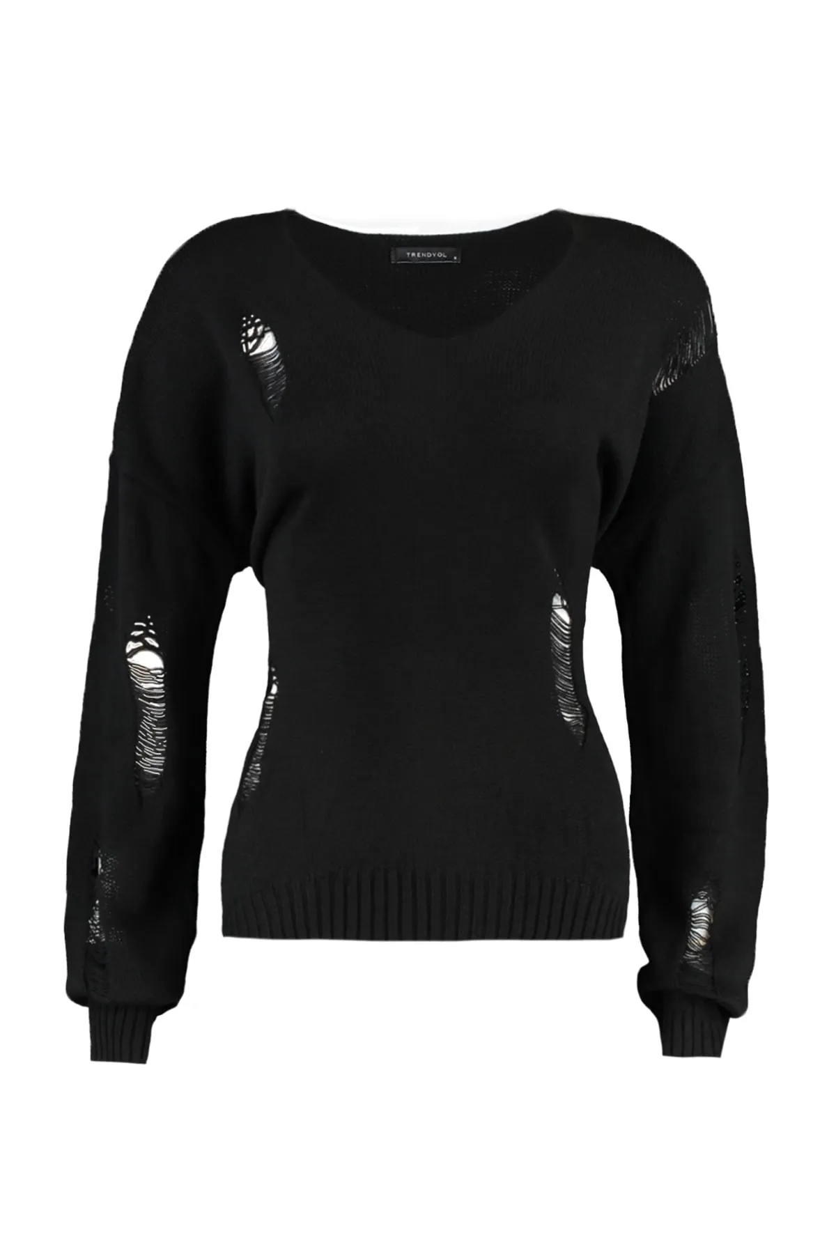 Trendyol Collection  Schwarzer fließender Strickpullover TWOAW20FV0033