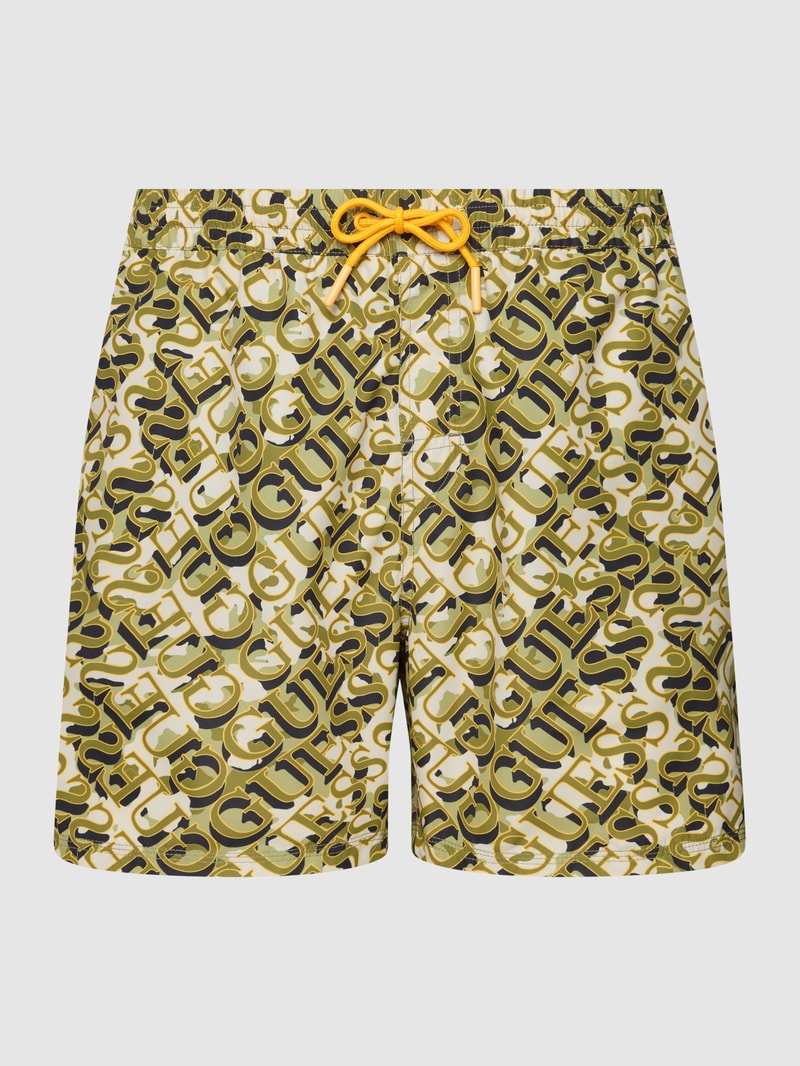 Badehose mit Label-Print in khaki