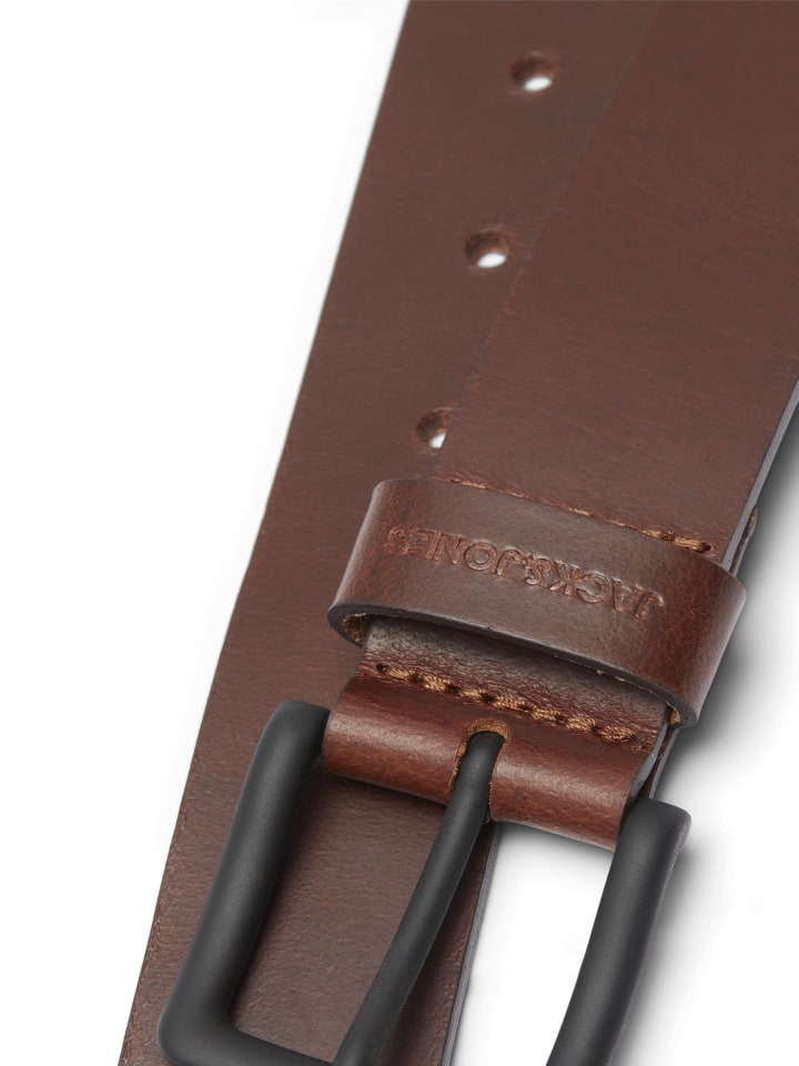 Jack & Jones Legerer Echtleder Gürtel Klassischer Leather Belt JACROMA in Braun günstig kaufen
