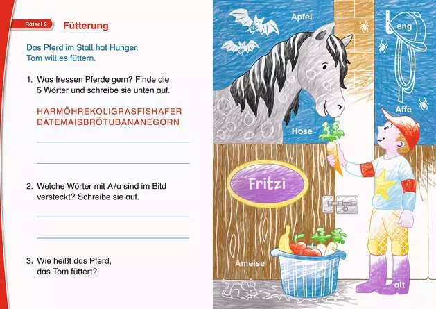 Leserabe Rätselspaß Zauber-Malrätsel zum Lesenlernen: Pferde (1. Lesestufe)