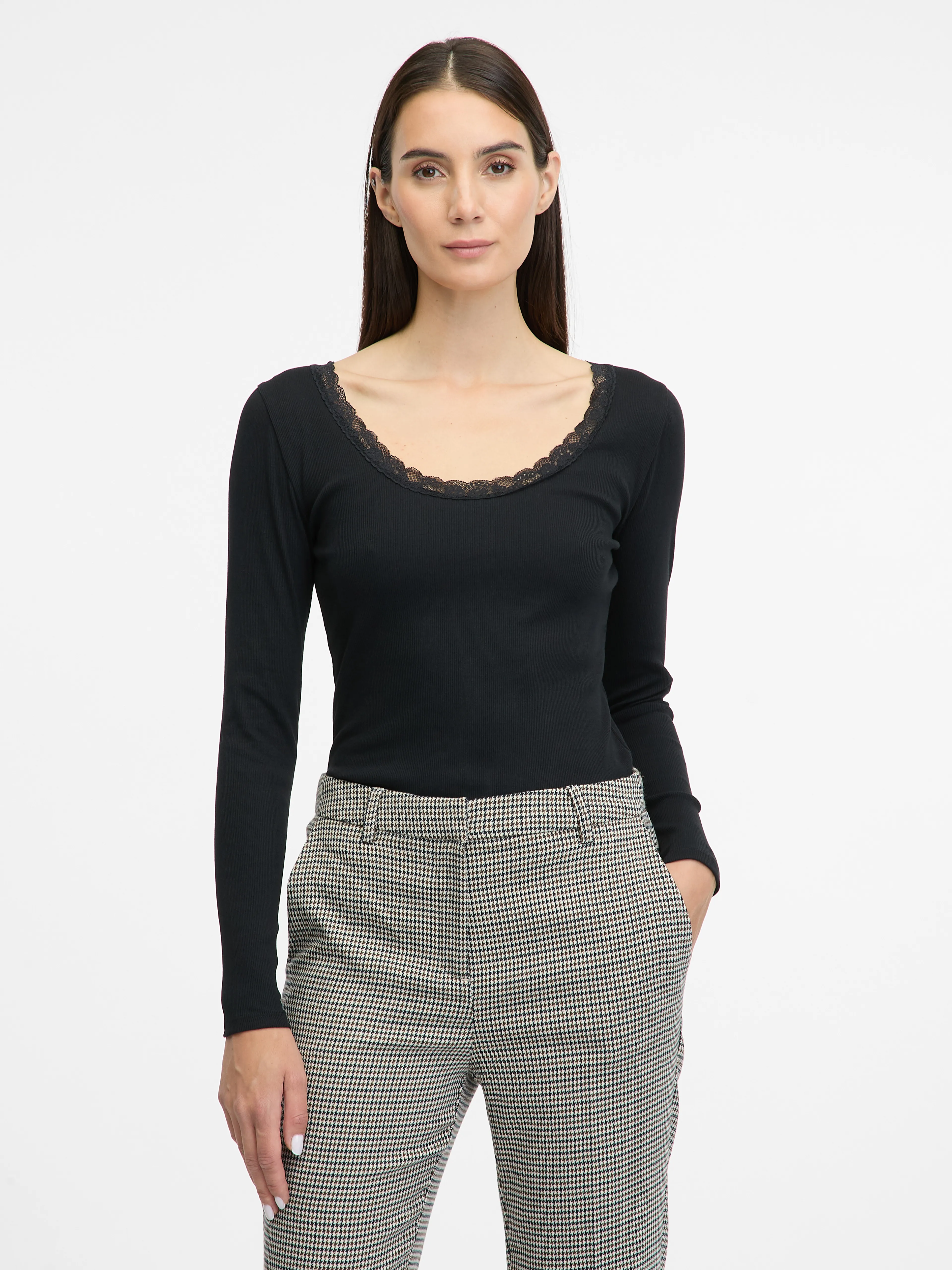 Schwarzes Damen-Langarm-T-Shirt ORSAY