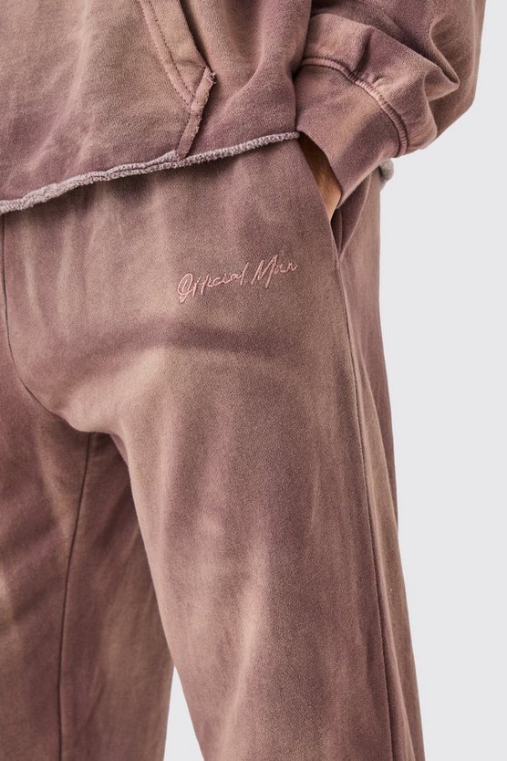 Oversize Jogginghose mit Man-Stickerei und geteiltem Saum
