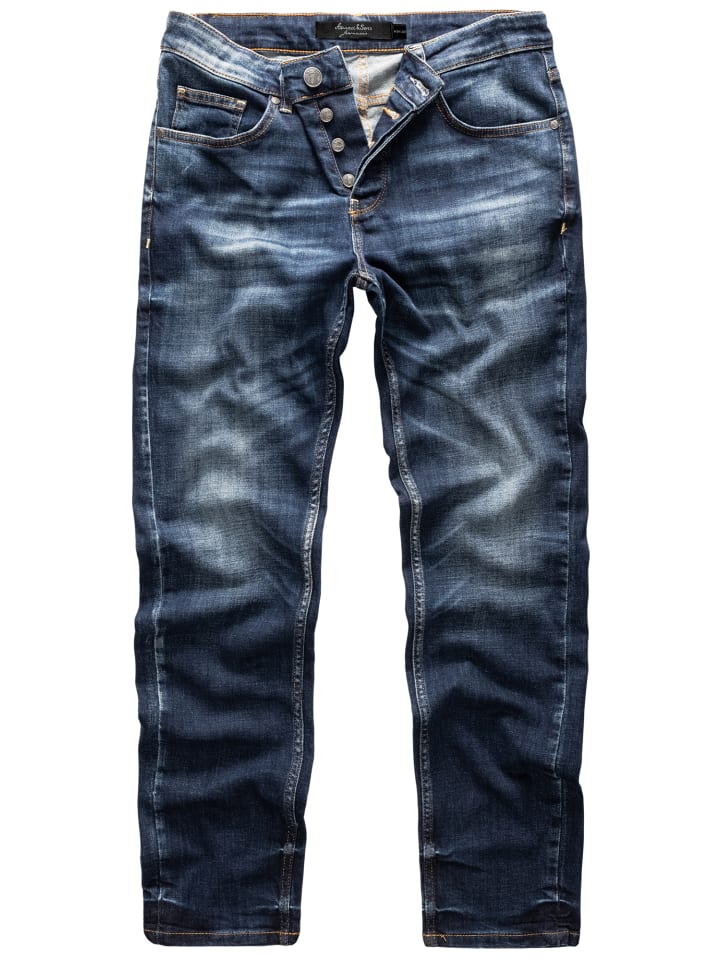 Amaci&Sons Regular Fit Destroyed Jeans KANSAS in Dunkelblau günstig kaufen