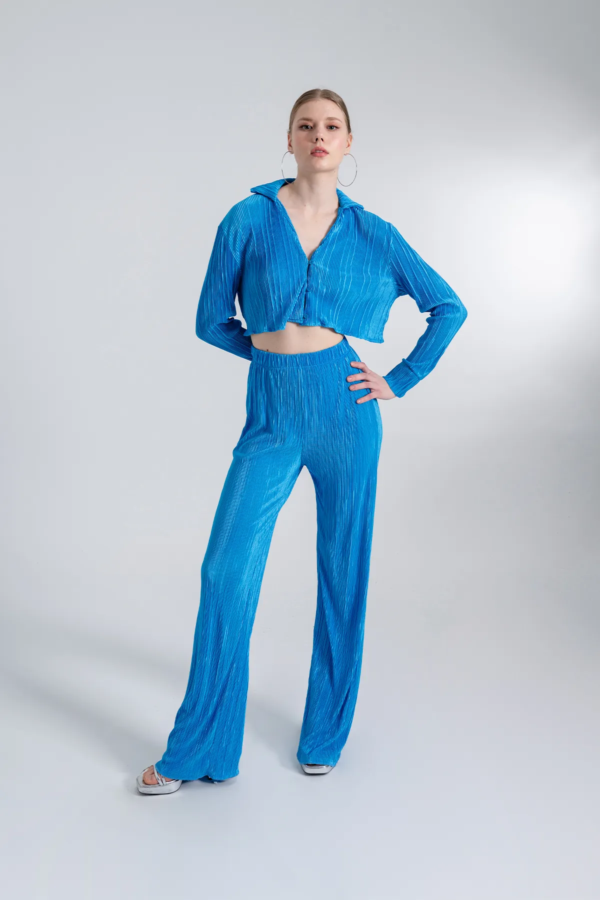 HOLLY LOLLY  Elastische Taille, flexible, bequeme Hose, Blau