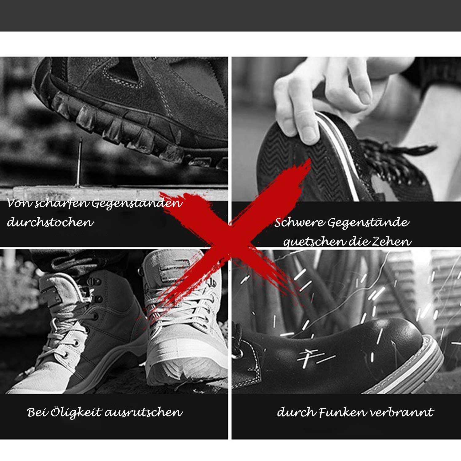 Daisred Sicherheitsschuhe Herren, Atmungsaktiv mit Stahlkappen Sicherheitsschuh