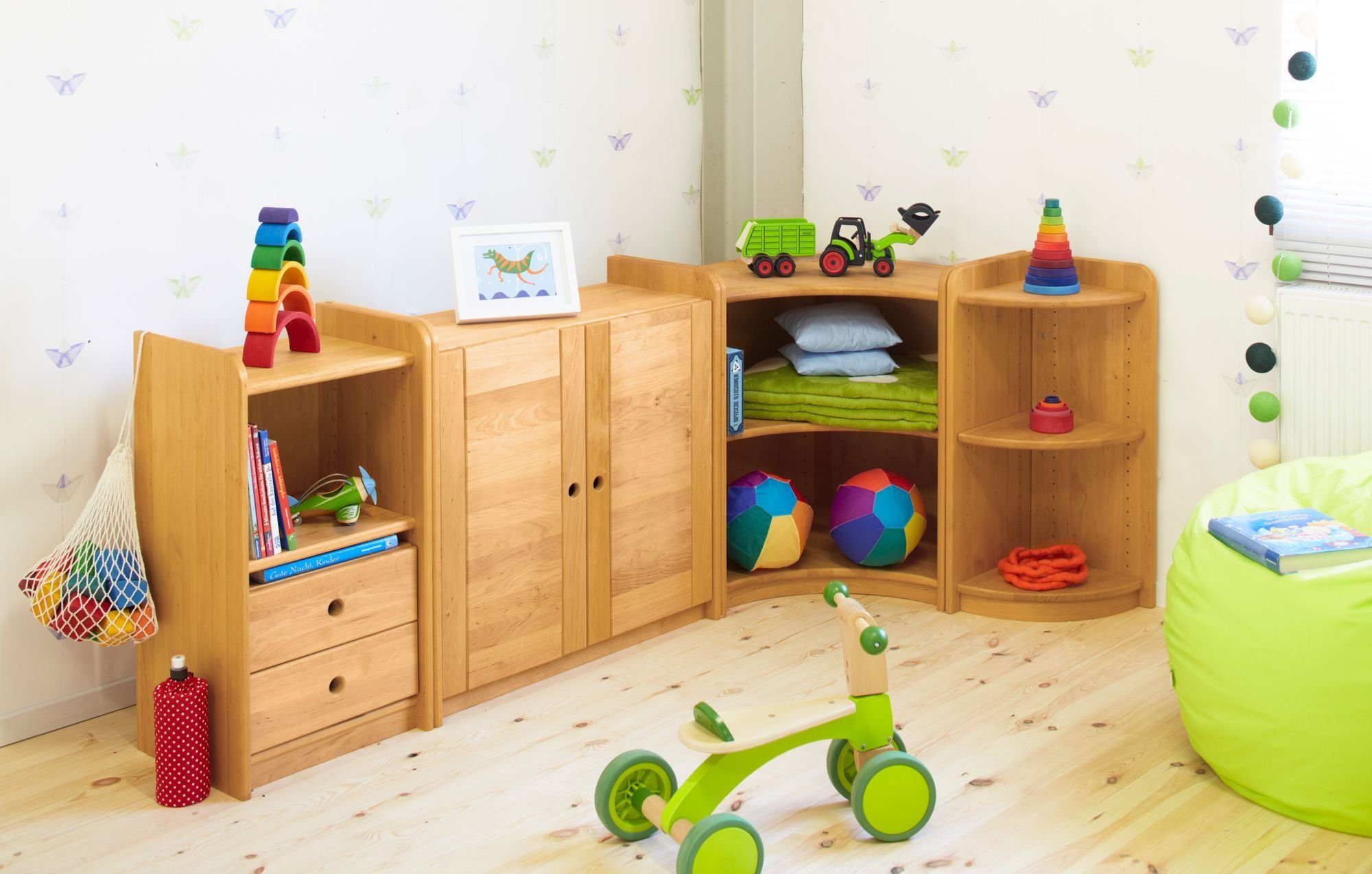 BioKinder - Das gesunde Kinderzimmer Eckregal Lara, Ecklösung 80 cm mit 1 Einlegeboden