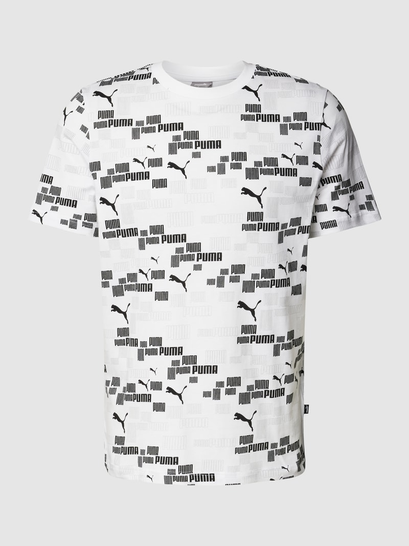 T-Shirt mit Allover-Logo-Print in weiß