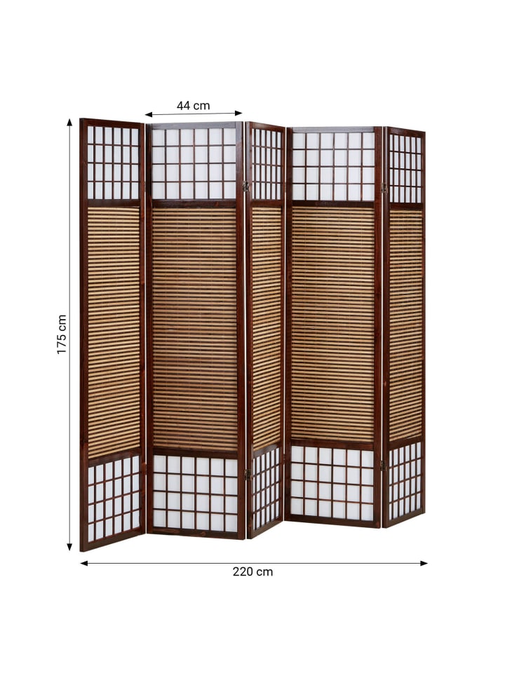 Homestyle4u 5-tlg. Paravent in Braun 220x175 günstig kaufen onesize