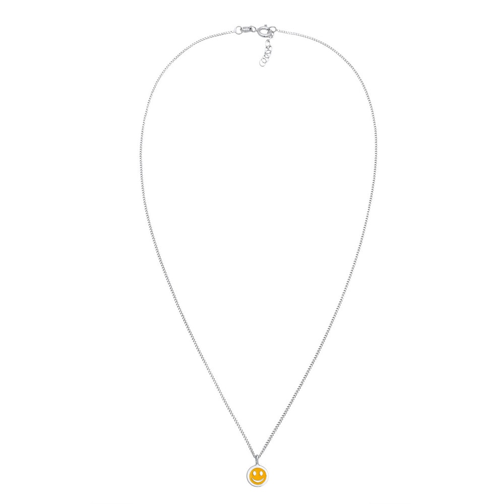 Elli Elli Collier Enfants Smile Emoji pendentif plaquette avec émail orange en argent  collier