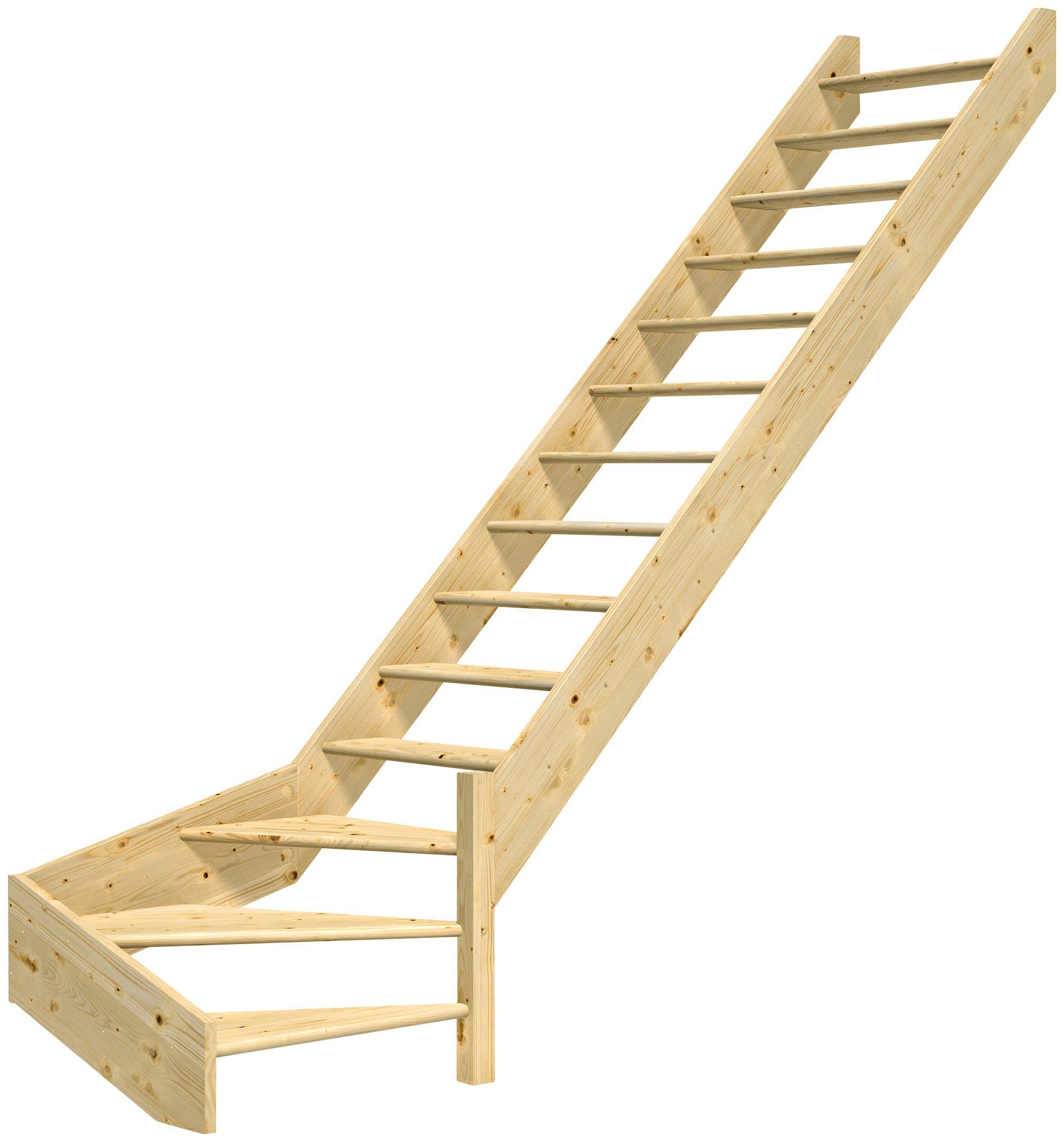 Dolle Raumspartreppe Paris, für Geschosshöhen bis 318 cm, Stufen offen, Fichte, versch. Ausführungen