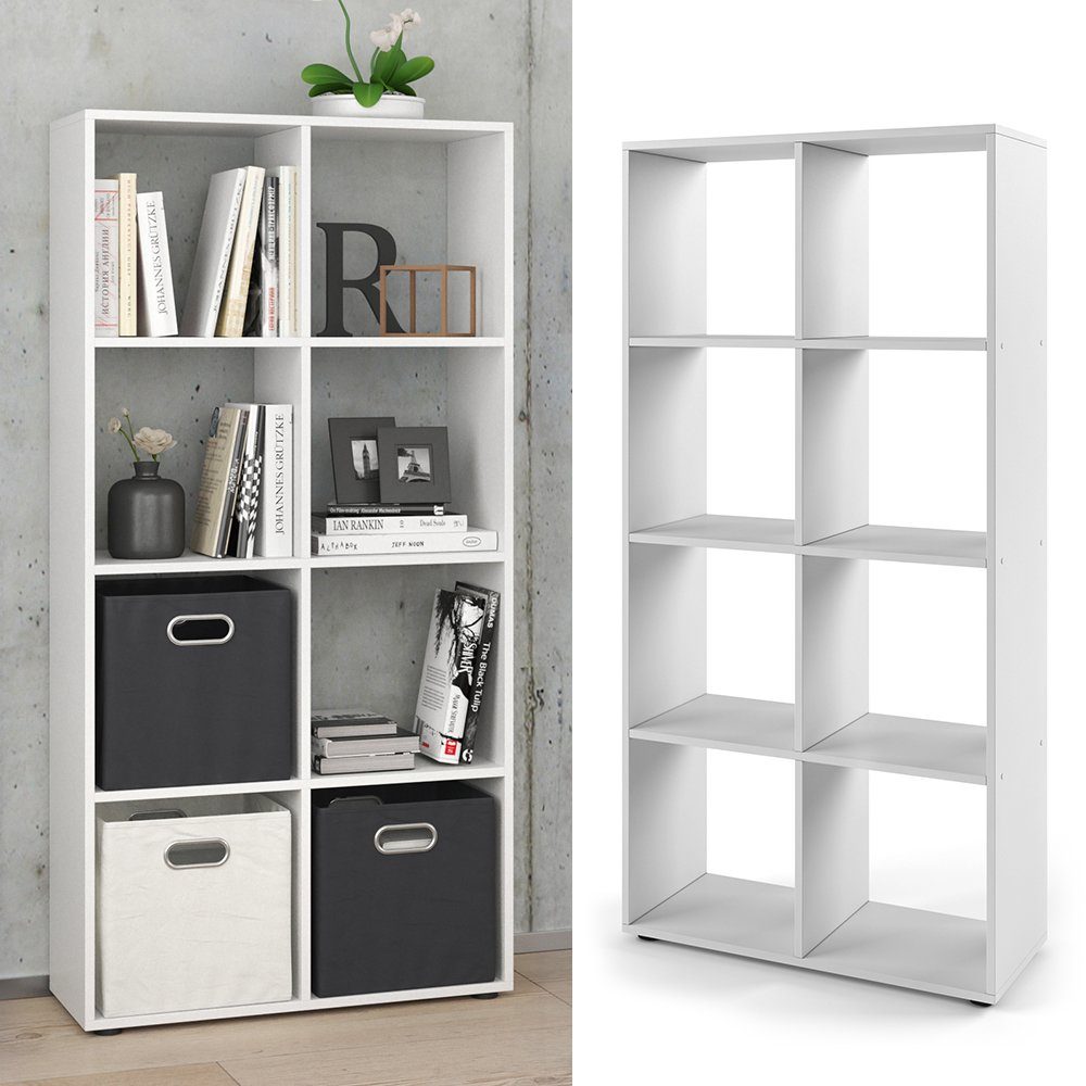 Vicco Raumteiler Bücherregal Standregal SCUTUM 8 Fächer Weiß