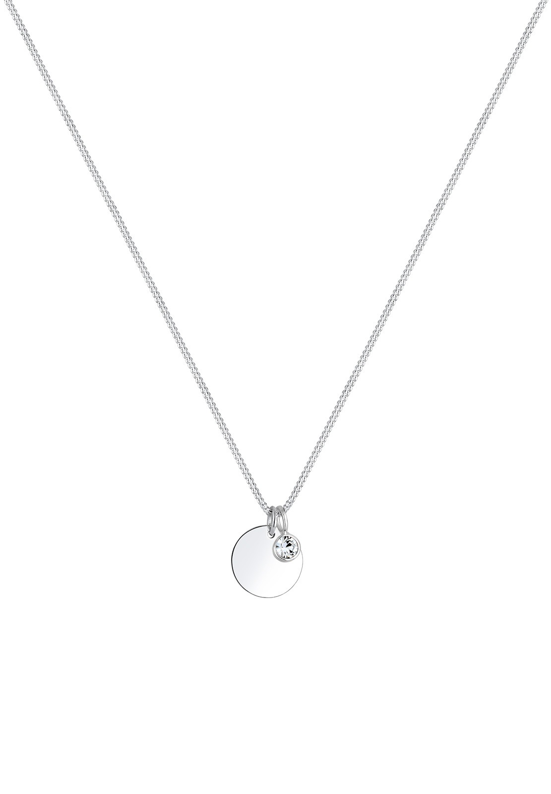 Elli Women's April Birthstone Plaque Pendant with Crystal in 925 Sterling Silver
