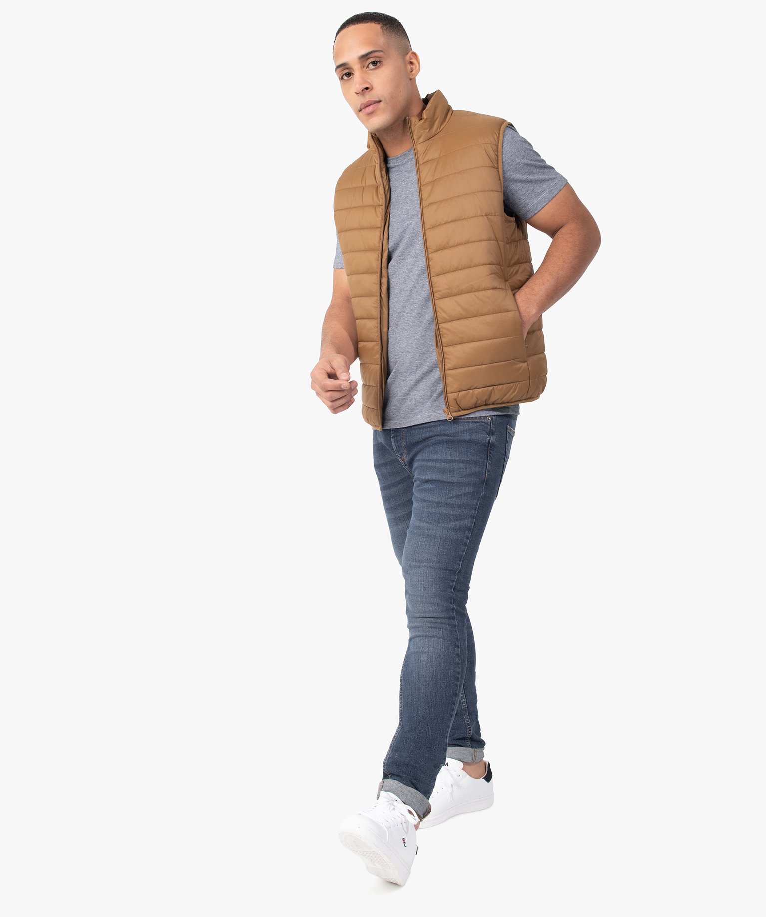 Tee-shirt homme à manches courtes et fines rayures bleu | GEMO