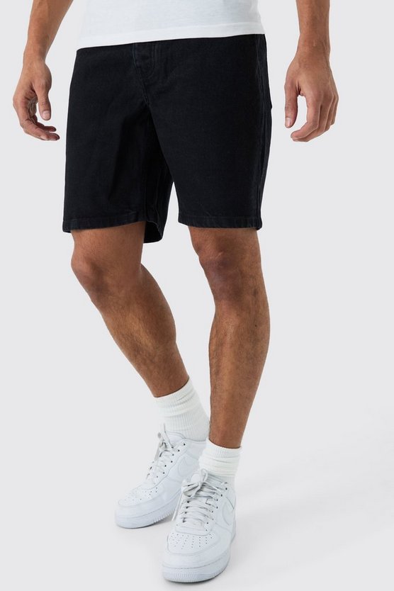Schwarze Slim-Fit Jeansshorts