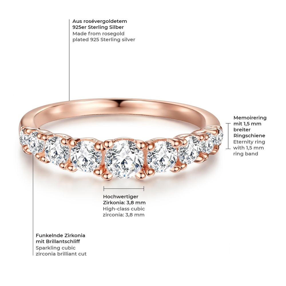 Trilani Bague en argent Argent sterling Oxyde de zirconium (CZ) en Or rose Bague
