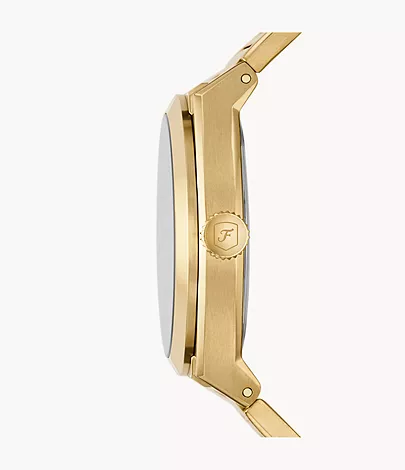 Fossil Uhr Everett 3-Zeiger-Werk Datum Edelstahl goldfarben