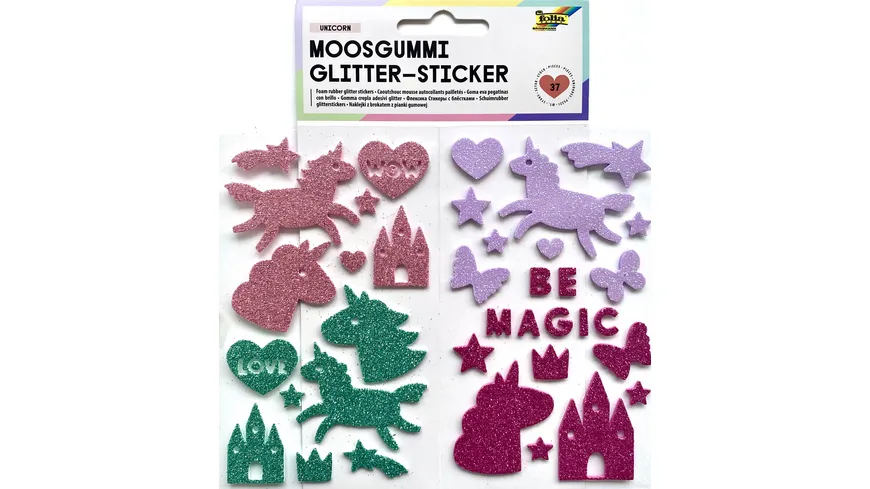 folia Moosgummi Glitter-Sticker UNICORN