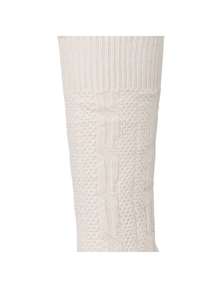 PAULGOS Trachtensocken Kniestrümpfe mit Zopfmuster in Weiss günstig kaufen