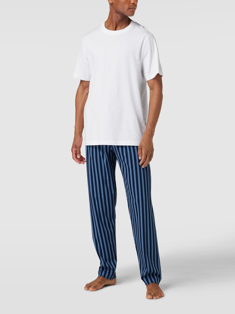 Pyjama-Hose aus Baumwolle mit Streifenmuster in marineblau