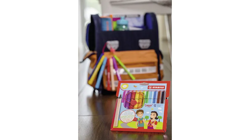 STABILO® Filzstift mit Kappenring - STABILO Cappi - 12er Pack - mit 12 verschiedenen Farben sortiert