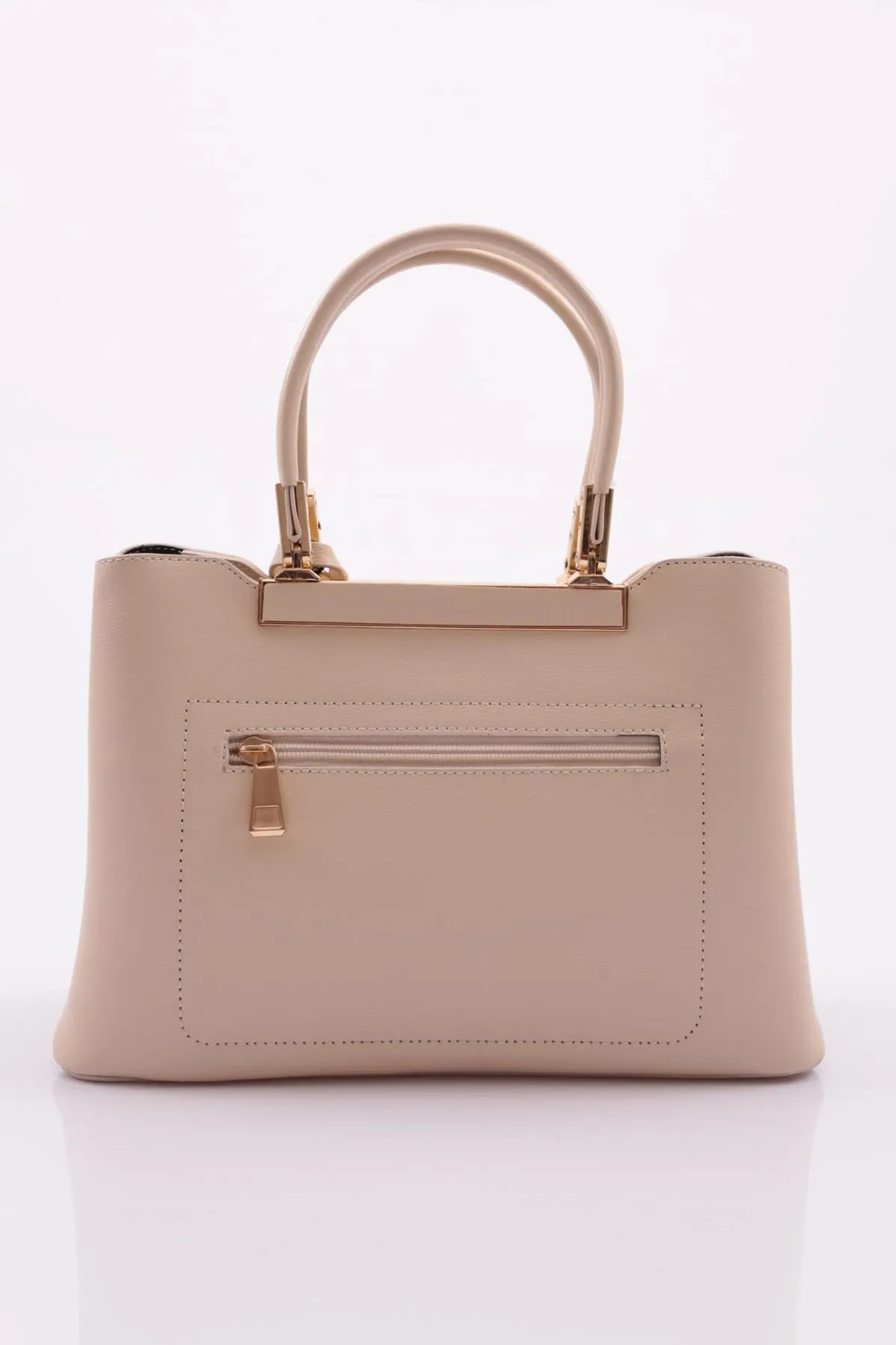 DGN  E56 Klassische Damentasche mit Metallgriff in Creme