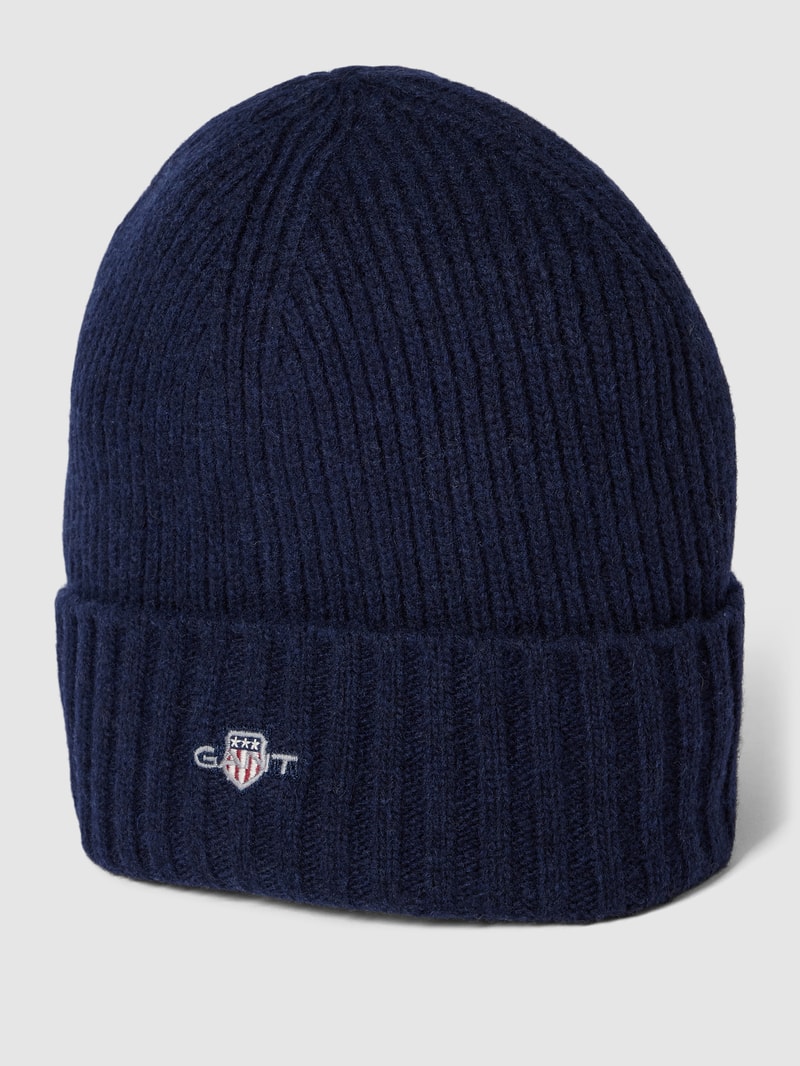 Beanie in Strick-Optik in marineblau