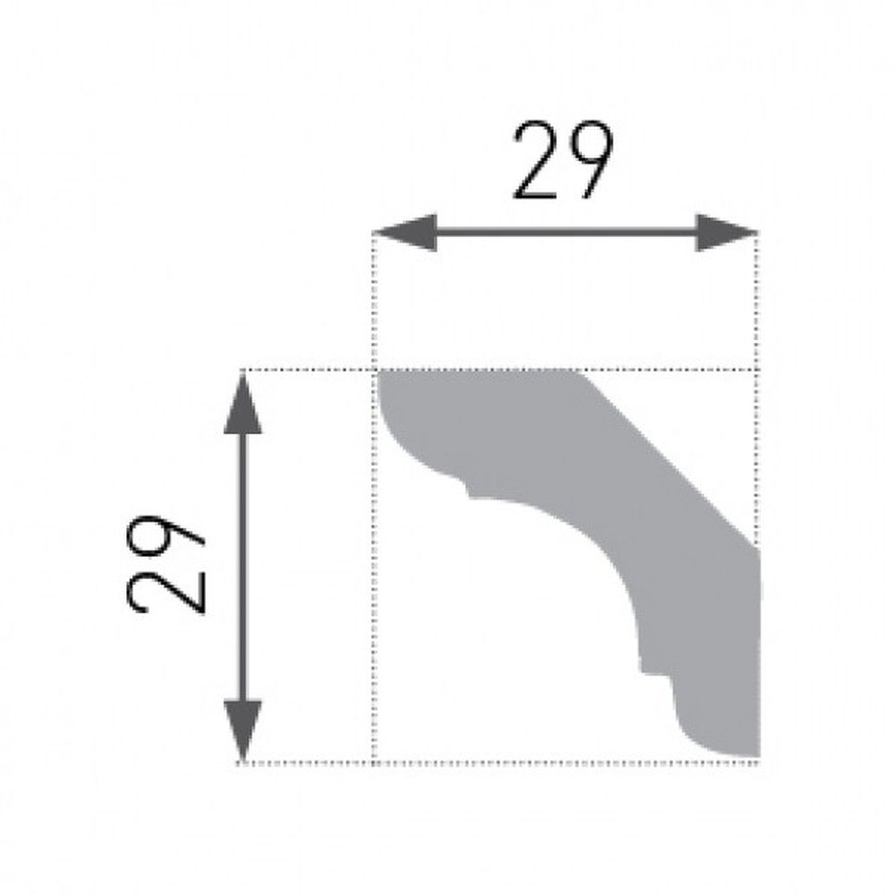 PROVISTON Stuckleiste Polystyrol, 29 x 29 x 2000 mm, Weiß, Deckenleiste