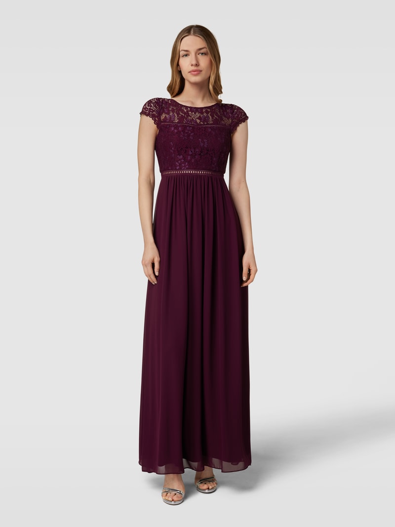 Abendkleid mit floraler Spitze in bordeaux rot