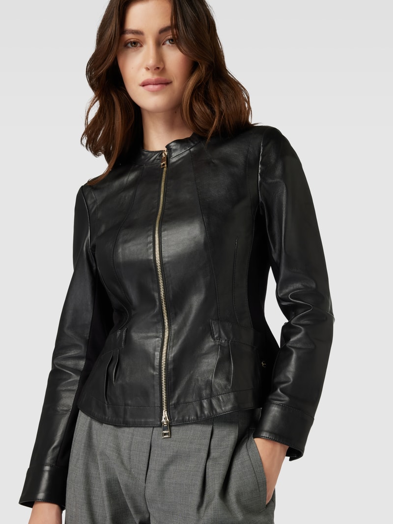Lederjacke mit Reißverschluss in schwarz