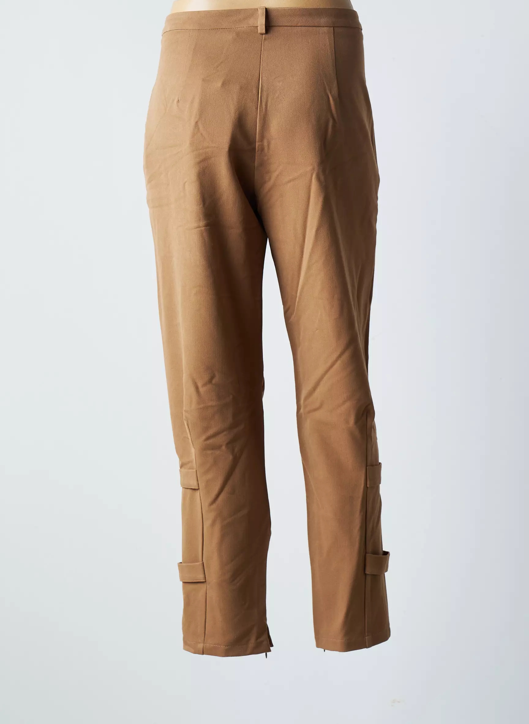 Blanc Boheme Pantalons Droits Femme couleur marron